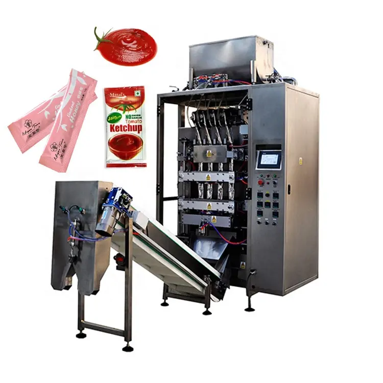 Machine d'emballage automatique à plusieurs voies pour boisson liquide marmelade sauce aux fruits pâte de tomate bâton sachet Machine d'emballage en plastique 500