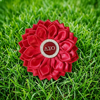 Broche personnalisée en tissu satiné jaune et bleu avec lettres grecques Sigma Gamma Rho, bijou de sororité, corsage