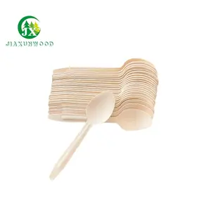 Disposable customized printed 165mm cutlery wooden spoons set flat handle to eat once at Wedding Birthday Party Utensils