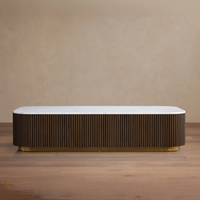 Table basse de style américain RH de haute qualité, table basse de luxe avec plateau en marbre pour le salon