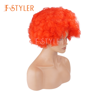 FSTYLER, superventas, peluca sintética rizada <span class=keywords><strong>afro</strong></span> rizada roja, venta al por mayor, venta al por mayor, fábrica, personalizar la peluca de moda <span class=keywords><strong>Disco</strong></span> Rock - Product Image 2