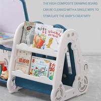 Table d'apprentissage magnétique en plastique pour enfants, 2 en 1, tableau à dessin blanc, avec table et chaise, vente en gros
