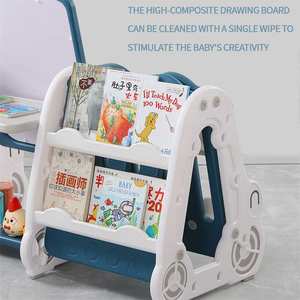 2对1绘画学习桌批发磁性学习塑料儿童白色绘图板，带桌椅 - Product Image 4