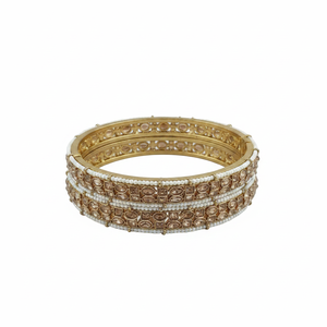 Jewelemarket <b>Gold</b> Plated Fine Jewelry <b>Set</b> 11151722LC Featuring Crystal Stone and Pearls <b>Bangles</b> 2.8g - Product Image 2