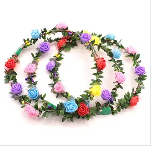 Bandeau couronne de fleurs à LED, fleur féerique, bijoux de cheveux, serre-tête Floral, couronne, coiffe, couronne de cheveux pour fête, anniversaire