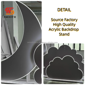 แผงไฟฉากหลังสีขาวติดผนังแบบโค้งอุปกรณ์ตกแต่งงานอีเวนต์งานตามสั่งแบบเรียบอุปกรณ์ตกแต่งงานแต่งงาน - Product Image 2