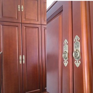 Chinese Style <b>Brass</b> Cabinet Handle Rectangle Shape With Ring 3cm Diameter Screw Mount For Furniture <b>Door</b> Hardware - Product Image 2
