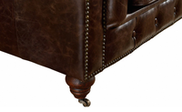Lederbezogener Chesterfield Holzarmlehnstuhl Langlebige Konstruktion Umweltfreundlich Komfortable Polsterung Zeitlos Schlafzimmer