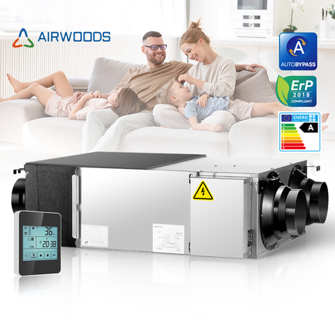 Erv Ventilation System Silent Operation Plate Heat Exchanger Smart Control Energy Recovery Unit Hvac Home Air Exchange System