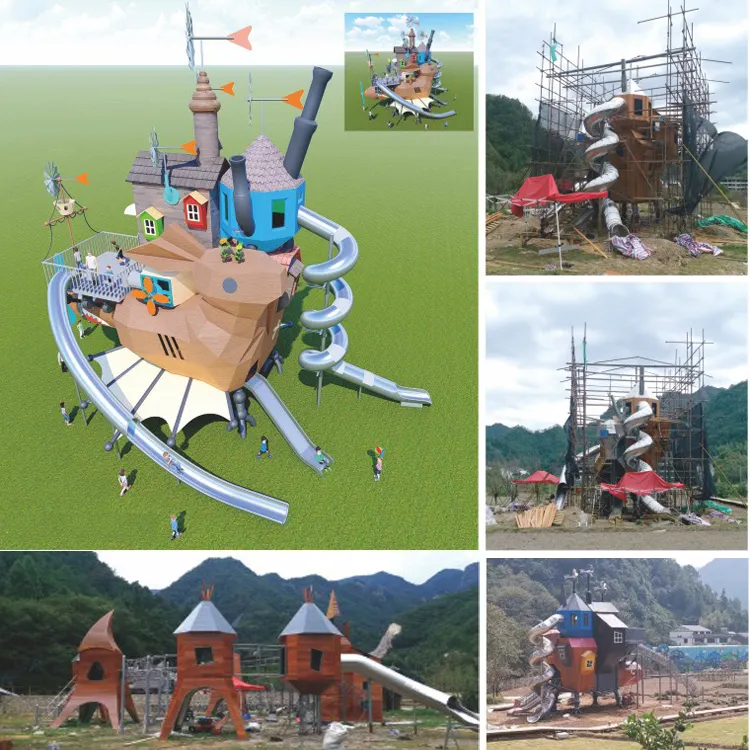 Kinder-Freiluft-Spielplatzausrüstung Kleinkind-Spielplatz Freiluft-Rutsche Kunststoff Metall Freiluft-Kunststoffrutschen für Kinder