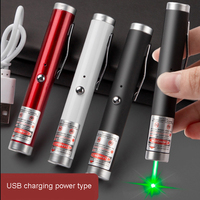 Pointeur laser rechargeable USB vert et rouge, faible consommation, longue portée, mini porte-clés, fonction indicatrice, coque métallique, logo personnalisable, faisceau pointu