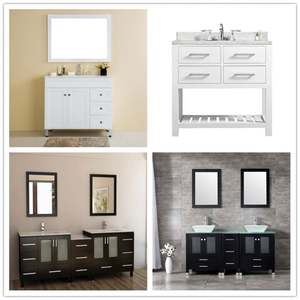 Meuble-lavabo économique de style moderne avec comptoir en marbre et stratifié, lavabo à charnière, robinet et accessoires pour usage hôtelier - Product Image 3