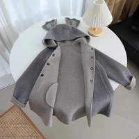 Manteau d'hiver épais pour fille avec capuche en laine double face 100% pure, oreilles de koala, vêtements d'extérieur mignons pour enfants, 100-160 cm