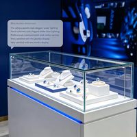 Vitrine hexagonale pour bijoux, présentoir en verre avec éclairage LED, pour magasin de détail