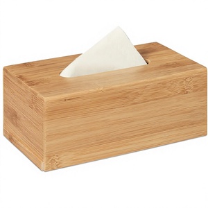 Boîte à mouchoirs en carton de bambou Relax Days 7,5x24x12cm avec base amovible, design moderne, distributeur rectangulaire standard - Product Image 1