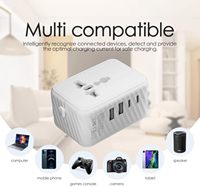 Adaptador de Corriente Universal de Viaje de 17W-3.4A, Enchufe con Corriente Nominal de 6A con Toma de Corriente para UE/Reino Unido/EE. UU./Australia, Más de 200 Países para Viajar