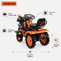 Motocultor de Ruedas Marca YKX, con Motor Diésel, 4 Ruedas, para Preparación de Suelos Agrícolas en Terrenos Montañosos