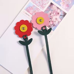 New Faux Leather <b>Bag</b> <b>Charm</b> Small Cute Red Pink Flower Decoration for Women's <b>Bags</b> Diy Pendant - Product Image 3