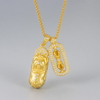 Collier pendentif Pixiu Vajra de style chinois pour femmes, en laiton plaqué or, avec breloque en filigrane, vente en gros, personnalisable