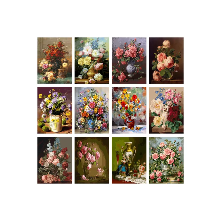 Fiori dipingi con i numeri kit di fiori decorazioni per la casa immagini con i numeri disegno di fiori su tela dipinto a mano pittura arte regalo fai da te