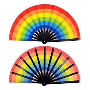 Éventail en satin sublimé imprimé sur mesure de 33 cm (13 pouces) de qualité supérieure, à prix avantageux, éventail arc-en-ciel, éventail de rave - Product Image 5