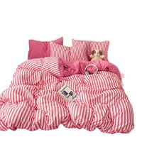 Linge de lit simple pleine grandeur Ensemble de housse de couette Queen/King Double Lit simple à rayures Ensemble de housse de couette avec taies d'oreiller