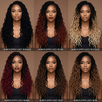 Extensions de cheveux synthétiques ondulés pour tresses au crochet, 18 pouces, 100g, style Gypsy Locs Ombré, résistantes à la flamme et à basse température