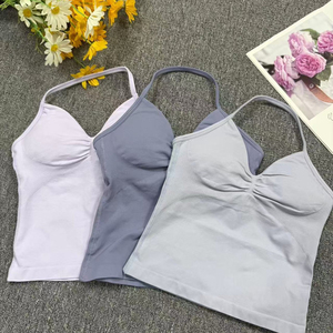 Top da Yoga da <span class=keywords><strong>Donna</strong></span> con Scollo a V e Reggiseno Integrato, Tinta Unita, Sportivo, Modellante, ad Asciugatura Rapida, Direttamente dalla Fabbrica - Product Image 2