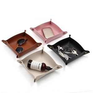 Modern PU Leather Serving <b>Tray</b> Key Holder Desktop Organizer Foldable Catchall Organizer for Key Coins Glasses Watch - Product Image 3