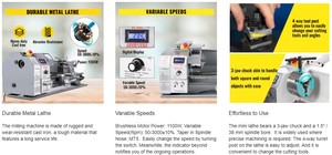 SIHAO Máy Tiện Kim Loại Mini 220X600 1100W Máy Tiện Thủ Công Để Xoay Động Cơ Không Chổi Than Bánh Răng Kim Loại - Product Image 3