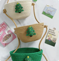 Panier de rangement à 3 niveaux en corde de coton tressée naturelle, à suspendre au sol, multifonction, pliable, décoration de Noël