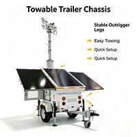 Tour d'éclairage solaire portable avec panneaux en silicium monocristallin, flux lumineux élevé, mât à hauteur réglable pour routes et jardins