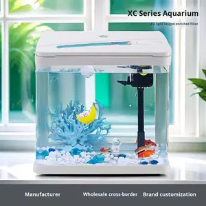 Vis Thuis XC Model Kantoor Woonkamer Glas Ecologisch <span class=keywords><strong>Mini</strong></span> <span class=keywords><strong>Aquarium</strong></span> Bureau Goudviskom Shandong Groothandel Fabrikant - Product Image 3