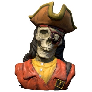 Vente en gros d'ustensiles de bar personnalisés hawaïens Cool Gentleman Effet d'essuyage Céramique Cheveux longs Squelette borgne Pirate Capitaine Buste Tiki Mug - Product Image 1