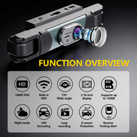 Caméra de tableau de bord WiFi 4 objectifs pour voiture, enregistreur vidéo Full HD 1080P, vision nocturne, boîte noire, caméra de cabine, stationnement 24H