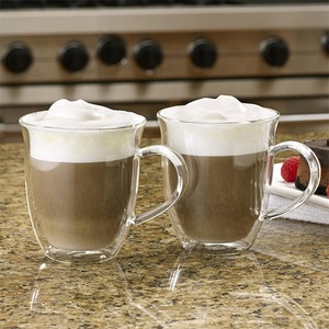 Tasse à Double paroi en <span class=keywords><strong>verre</strong></span> transparent avec poignée pour café/thé/Latte/<span class=keywords><strong>Cappuccino</strong></span> tasses à thé en <span class=keywords><strong>verre</strong></span> transparent 12oz <span class=keywords><strong>verre</strong></span> à boire - Product Image 1