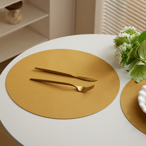 Mantel Individual Redondo de Cuero, Color Sólido, Impermeable, PVC, para Mesa de Comedor, Estilo Occidental, Diseño Europeo - Product Image 1