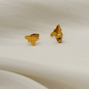 Zogxin <b>Bee</b> Stud Earrings Gold Stainless Steel Minimalist Insect Design <b>Gift</b> Jewelry - Product Image 3