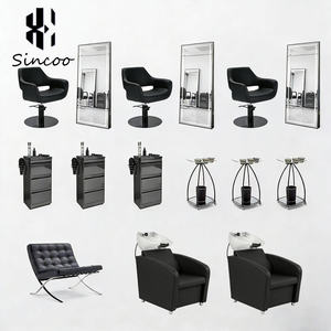 Factory Comfortable Attractive Design Hair Salon Furniture Set Metal Barber Chair Shampoo Chair Hairdressing Mirror Tool Cart - Product Image 1
