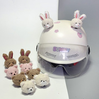Décoration de casque en forme de tête d'animal en peluche, mignonne, amovible, lapin ou ours, à dégagement rapide, accessoires pour moto et ski