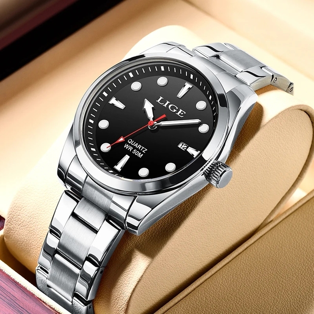 For LG89127 Classic Quartz Men's Business Watch 50M Water Resistant Diver Date Display 20mm Band Pointer Dial New Gift