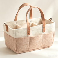 Panier de rangement multifonctionnel en feutre pour couches, avec poches, panier portable pour lingettes de bébé avec séparateurs pour la chambre de bébé et les fêtes prénatales