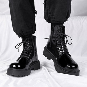 Bottes de travail moto noires brillantes été 2026, montantes, respirantes, en cuir souple, imperméables, décontractées - Product Image 4