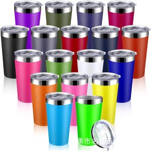 Vaso de acero inoxidable de 16 oz con doble pared y aislamiento al vacío para café, té, uso en exteriores, oficina y coche. - Product Image 1