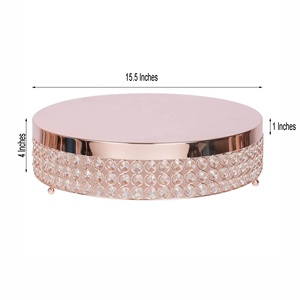 Base de Metal con Cuentas de Cristal Doradas para Tartas, Soporte Decorativo para Exhibición de Postres, para Decoración de Mesa de Bodas y Fiestas - Product Image 3