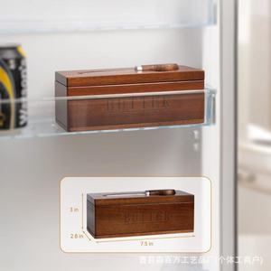 Wooden Butter Dish Rectangle Flip Top Lid With Knife Storage Natural Wood Color Butter Keeper <b>Kitchen</b> Storage Box - Product Image 4