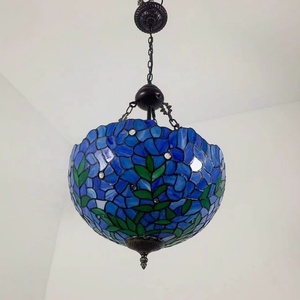 LongHuiJing High End Quality Stained Glass for Pendant <b>Lights</b> 3 16Inch Wide Vintage Style Inverted <b>LED</b> <b>Ceiling</b> Hanging Lamp - Product Image 6