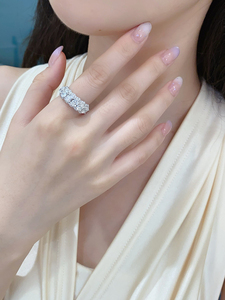Anillo de Diamantes Naturales Reales de Oro Blanco de 18K LUOWEND para Mujer - Product Image 5