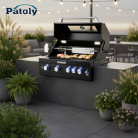 Barbecue d'extérieur professionnel en acier inoxydable à 5 brûleurs, alimenté au GPL, avec certification de sécurité pour usage domestique - Vente en gros usine