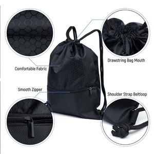 Original Custom Logo Gym Sport Drawstring Bag Promotional Gift Sublimation Nylon Polyester Drawstring <b>Backpack</b> with Zipper - Product Image 4